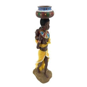 African Mother Child Candle Holder Figure Resin 18.5" high Seymour 1564